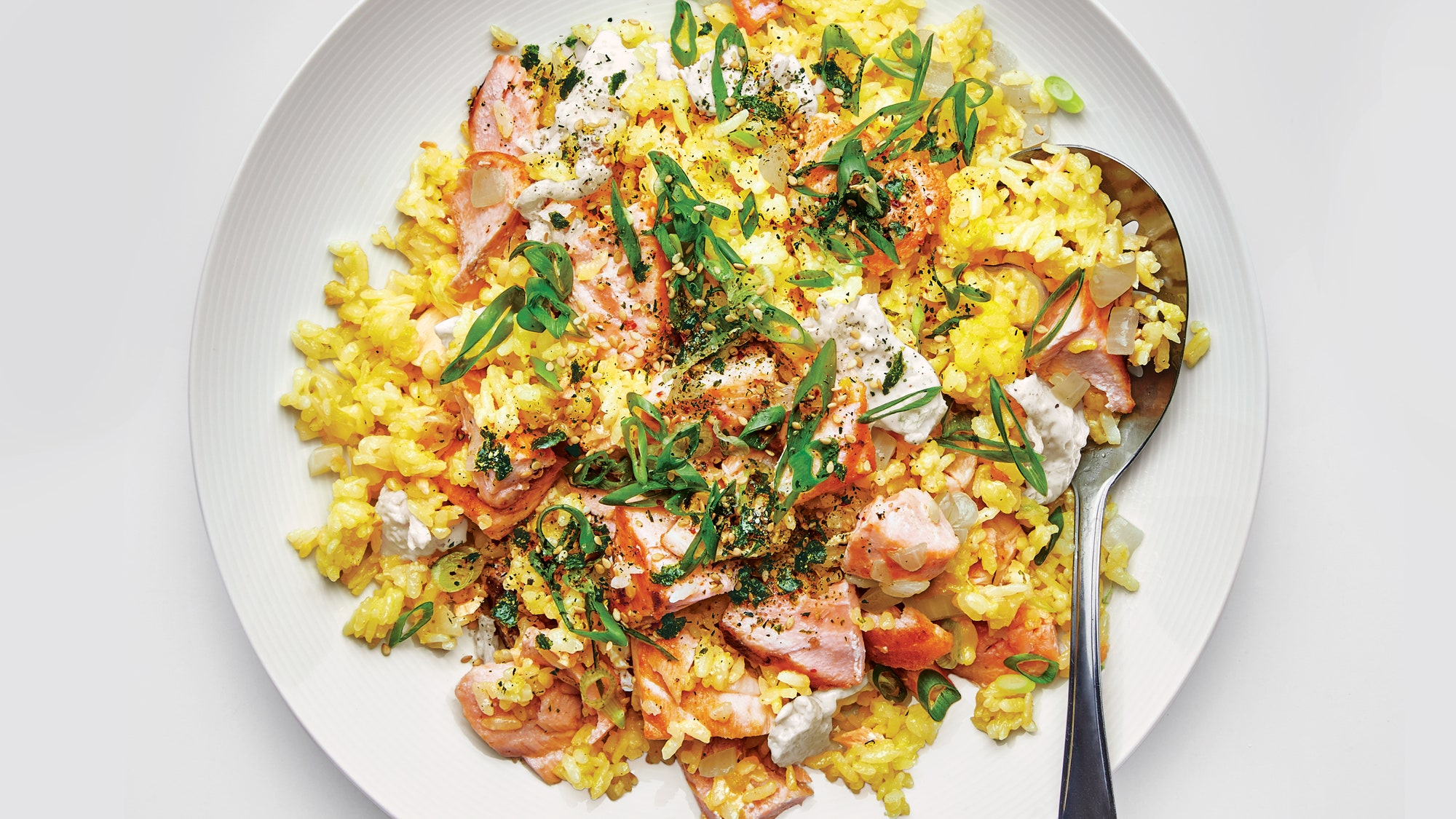 Golden Fried Rice With Salmon and Furikake