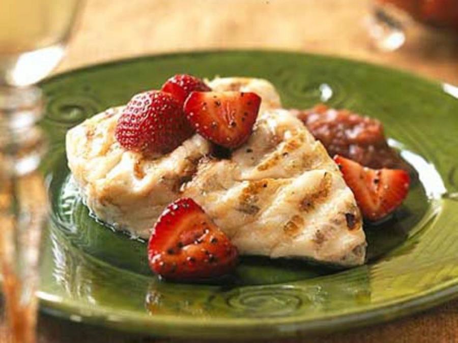 Ray's Boathouse recipe: Halibut with Rhubarb Compote and Marinated Strawberries