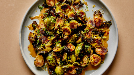 Roasted Brussels Sprouts with Warm Honey Glaze