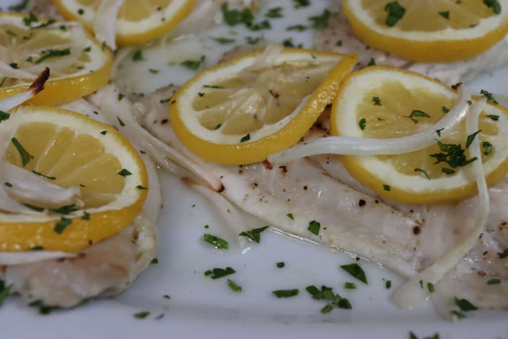 Baked Dover Sole with Lemon & Onion